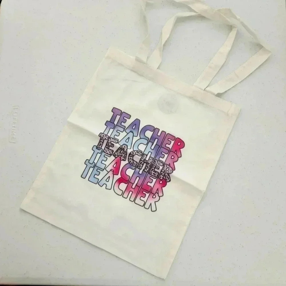 Tote Bag Teacher Multi Color Handmade Book Goth Grunge‎ Y2K Gift Cotton